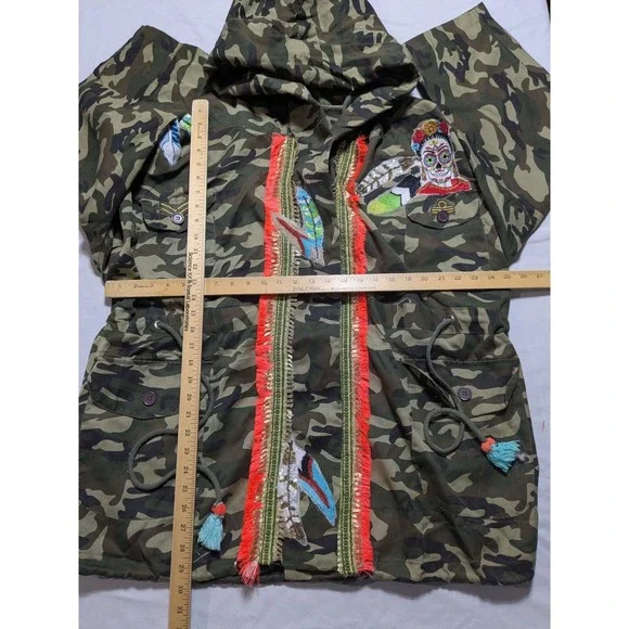 Antica Sartoria By Giacamo Cinque Women One Size Camo Embellished Hooded Jacket